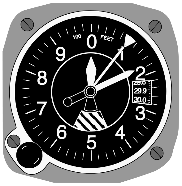 Altimeter, courtesy Wikipedia. Langley Flying School.